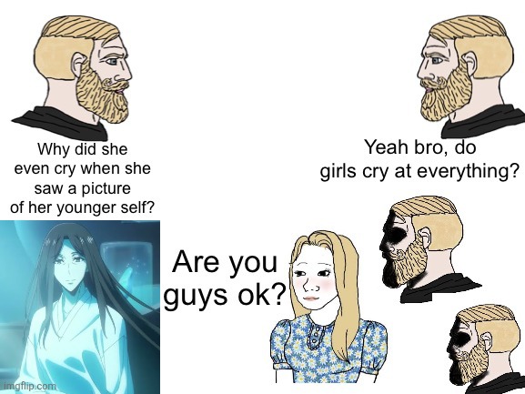 Where men cried in Solo Leveling | image tagged in do girls cry at everything | made w/ Imgflip meme maker