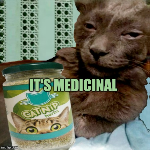 Medicinal | IT'S MEDICINAL | image tagged in shit poster 4 lyfe,catnip,legal,medicine,chill out,black panther | made w/ Imgflip meme maker