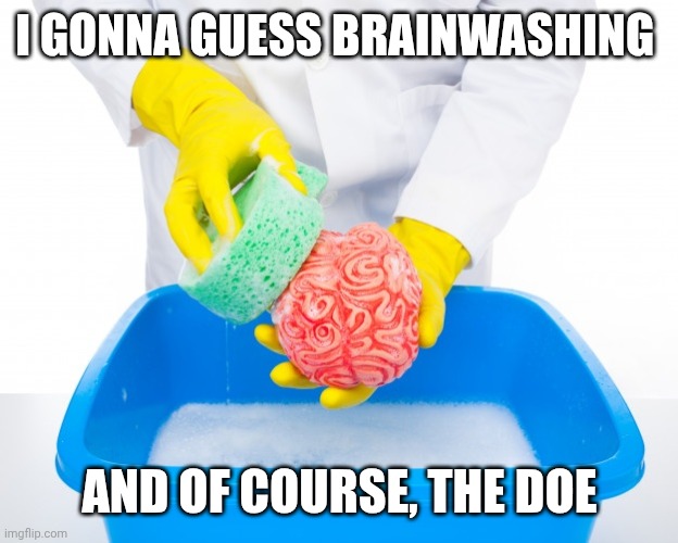 Brainwashing | I GONNA GUESS BRAINWASHING AND OF COURSE, THE DOE | image tagged in brainwashing | made w/ Imgflip meme maker