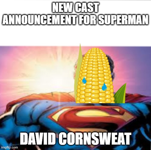 David Cornsweat | NEW CAST ANNOUNCEMENT FOR SUPERMAN; DAVID CORNSWEAT | image tagged in superman starman meme | made w/ Imgflip meme maker