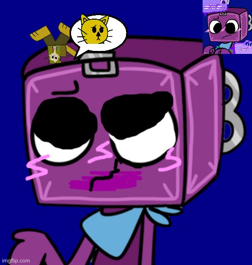 When I go Boxten’s head | image tagged in boxten - dandy s world,cat | made w/ Imgflip meme maker