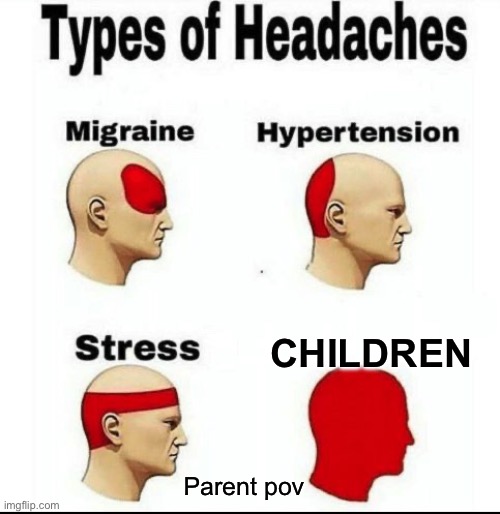 Types of Headaches meme | CHILDREN; Parent pov | image tagged in types of headaches meme | made w/ Imgflip meme maker