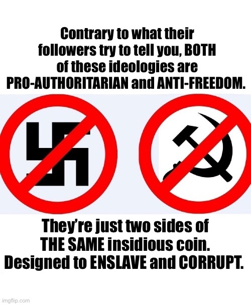 Communism and National Socialism… | image tagged in communists,nazis,both sides are evil | made w/ Imgflip meme maker