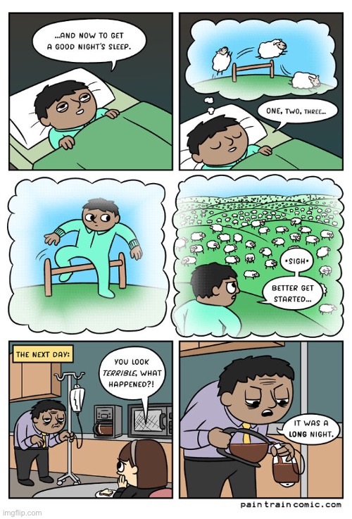 image tagged in comics,paintrain,count sheep,no sleep | made w/ Imgflip meme maker