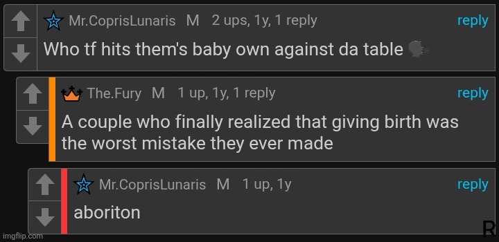 Aboriton | R | image tagged in aboriton | made w/ Imgflip meme maker