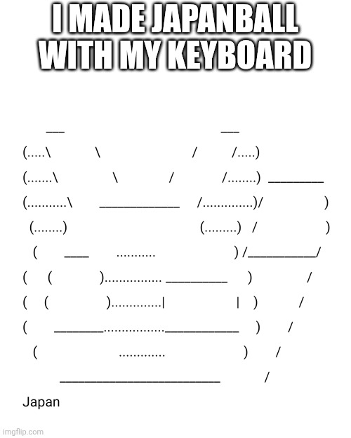 Can your keyboard do a countryball? | I MADE JAPANBALL WITH MY KEYBOARD | image tagged in countryballs,keyboard,japan,memes,fun,art | made w/ Imgflip meme maker