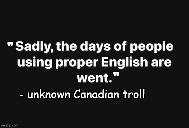 Foreign quotes | "; "; - unknown Canadian troll | image tagged in quotes,from unknown | made w/ Imgflip meme maker