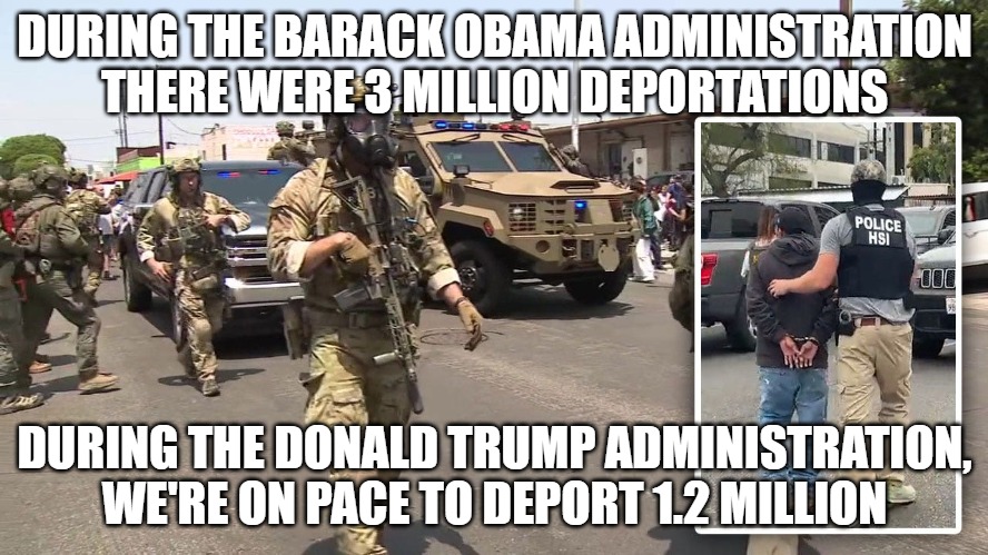 Guess who the left is angry with and who they praise. | DURING THE BARACK OBAMA ADMINISTRATION THERE WERE 3 MILLION DEPORTATIONS; DURING THE DONALD TRUMP ADMINISTRATION, WE'RE ON PACE TO DEPORT 1.2 MILLION | image tagged in barack obama,donald trump,illegal aliens,illegals,ice,deportations | made w/ Imgflip meme maker