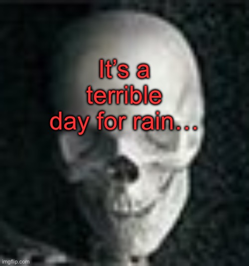 Fullmetal alchemist is emotionally painful to watch :( | It’s a terrible day for rain… | image tagged in skull | made w/ Imgflip meme maker