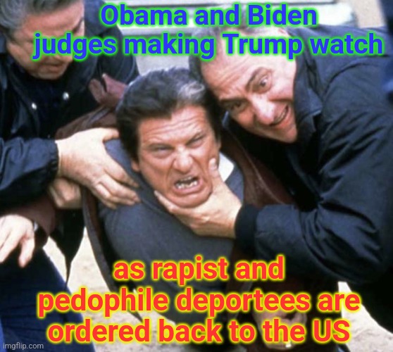 Judicial Overreach | Obama and Biden judges making Trump watch; as rapist and pedophile deportees are ordered back to the US | image tagged in joe pesci casino,deportation,trump,illegal immigration | made w/ Imgflip meme maker