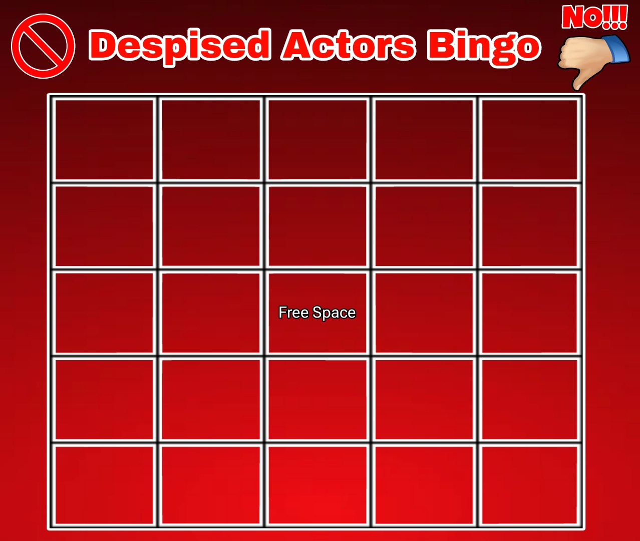 despised actors bingo Blank Meme Template