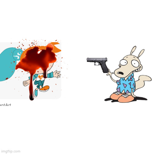 I kills Nick jr. | image tagged in memes,blank transparent square,rocko's modern life,gore,cute,funny | made w/ Imgflip meme maker