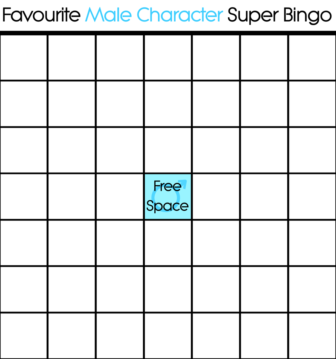 favorite male characters super bingo Blank Meme Template
