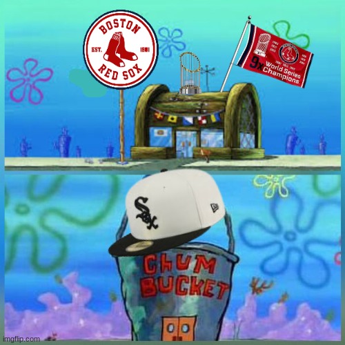 Red Sox White Sox meme | image tagged in memes,krusty krab vs chum bucket,baseball,mlb,red sox,football | made w/ Imgflip meme maker