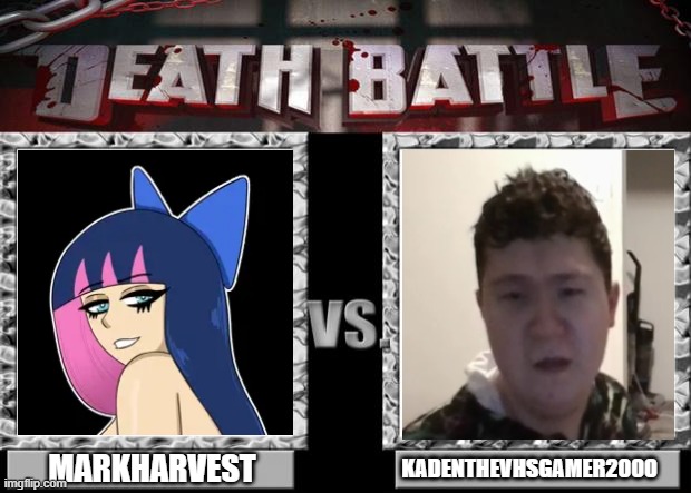 The battle of clowns: KKKaden vs MarkHarvest | MARKHARVEST; KADENTHEVHSGAMER2000 | image tagged in death battle | made w/ Imgflip meme maker