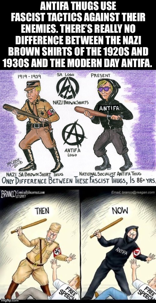 The so-called  “anti-fascists” are the real fascists… | 86+ | image tagged in political meme,antifa,hypocrisy,real fascists | made w/ Imgflip meme maker