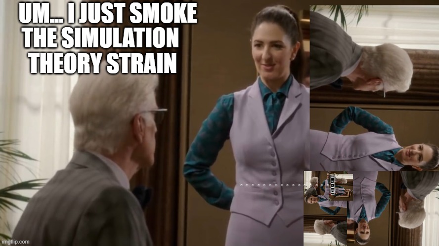 inspired by another mentally compromised user | UM... I JUST SMOKE; THE SIMULATION
 THEORY STRAIN; THIS IS FINE
'
'
'
'
'
'
'
'
'
'
'
'
'
'
'
' | image tagged in file vs cactus | made w/ Imgflip meme maker
