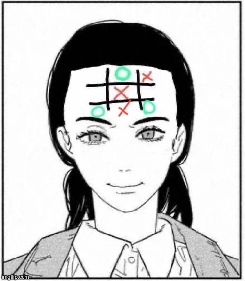 Me and sorcerer playing on her forehead | image tagged in memes,chainsaw man,ksi,big ahh forehead,how do you call this game | made w/ Imgflip meme maker