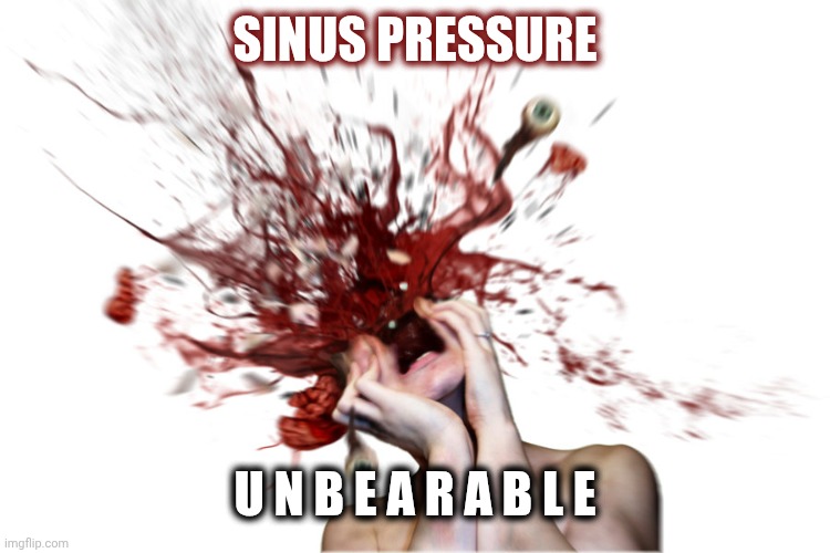 Explosive sinus pressure | SINUS PRESSURE; U N B E A R A B L E | image tagged in head explode | made w/ Imgflip meme maker