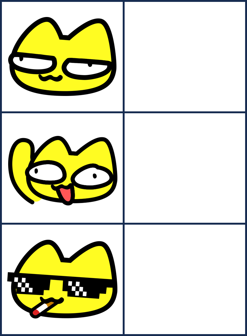 Stoopid Cat 3 panels-3 Blank Meme Template