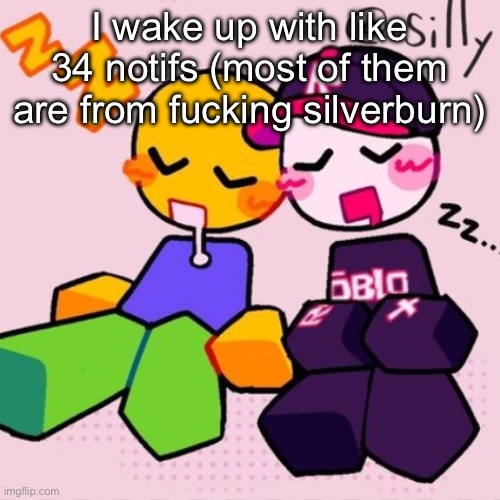 Gayass noob temp | I wake up with like 34 notifs (most of them are from fucking silverburn) | image tagged in guest noob i think | made w/ Imgflip meme maker