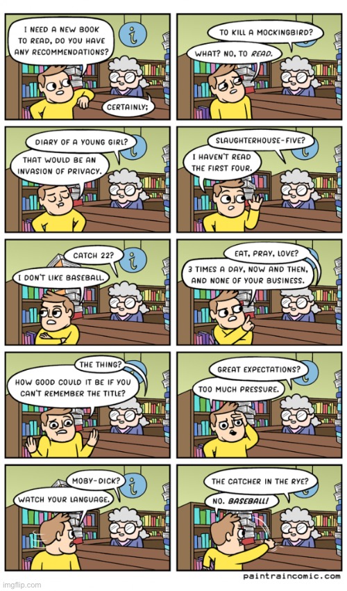 image tagged in comics,paintrain,library,books | made w/ Imgflip meme maker