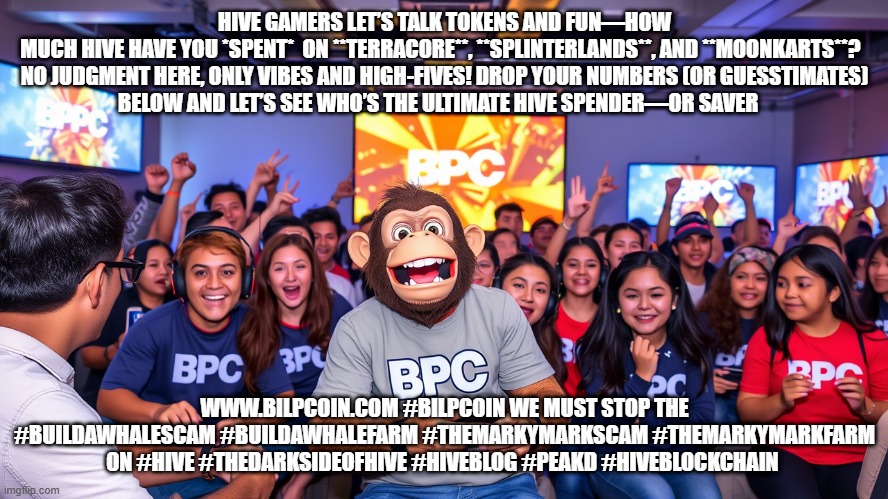 HIVE GAMERS LET’S TALK TOKENS AND FUN—HOW MUCH HIVE HAVE YOU *SPENT*  ON **TERRACORE**, **SPLINTERLANDS**, AND **MOONKARTS**?  

NO JUDGMENT HERE, ONLY VIBES AND HIGH-FIVES! DROP YOUR NUMBERS (OR GUESSTIMATES) BELOW AND LET’S SEE WHO’S THE ULTIMATE HIVE SPENDER—OR SAVER; WWW.BILPCOIN.COM #BILPCOIN WE MUST STOP THE #BUILDAWHALESCAM #BUILDAWHALEFARM #THEMARKYMARKSCAM #THEMARKYMARKFARM ON #HIVE #THEDARKSIDEOFHIVE #HIVEBLOG #PEAKD #HIVEBLOCKCHAIN | made w/ Imgflip meme maker