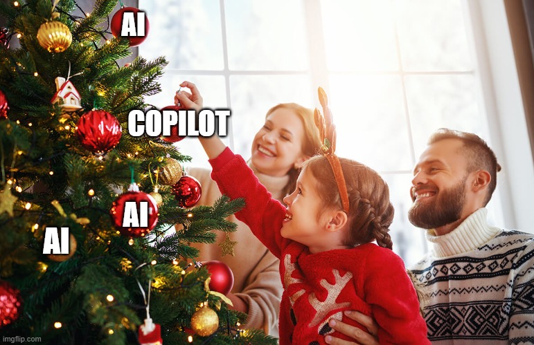 decorating the product | AI; COPILOT; AI; AI | image tagged in copilot,unnecessary | made w/ Imgflip meme maker