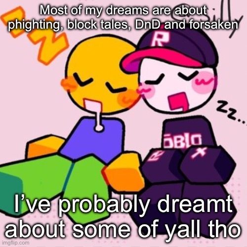 Gayass noob temp | Most of my dreams are about phighting, block tales, DnD and forsaken; I’ve probably dreamt about some of yall tho | image tagged in guest noob i think | made w/ Imgflip meme maker