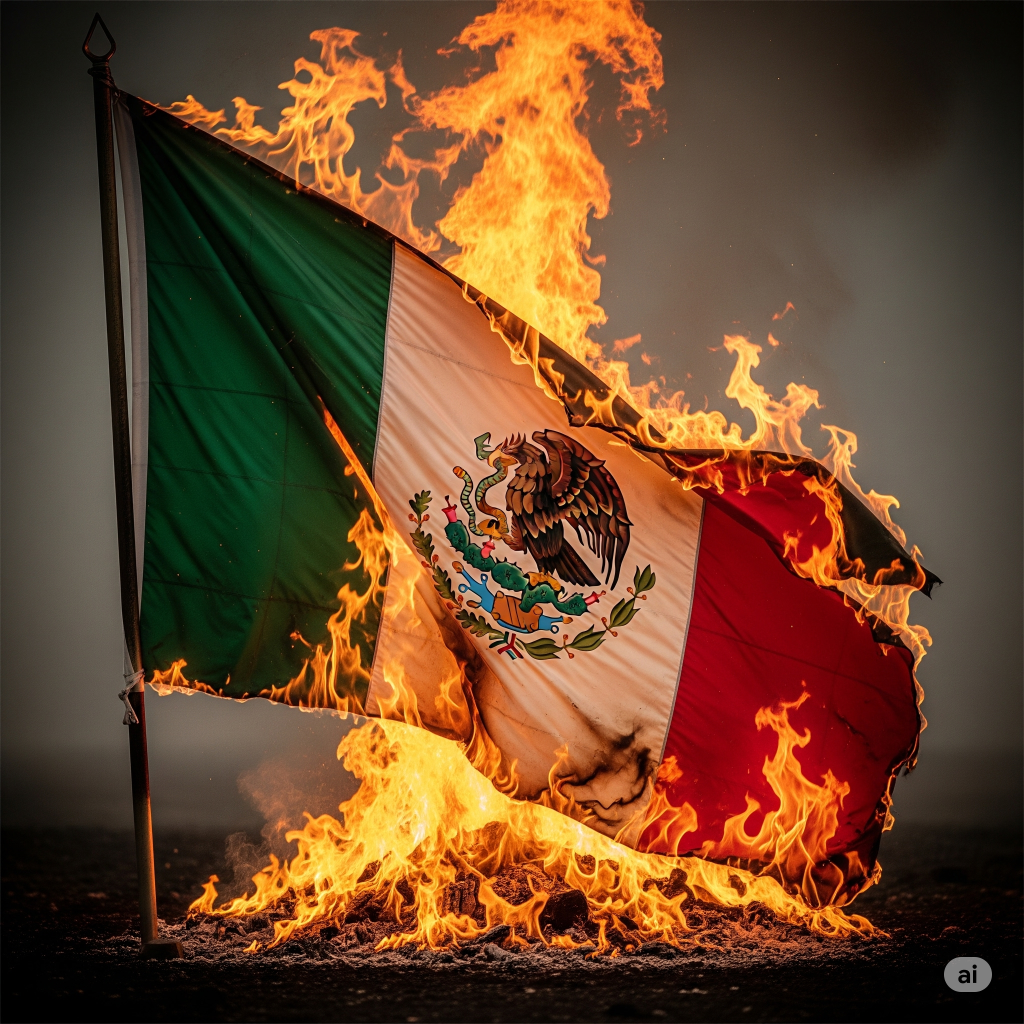 Burning Mexican Flag Blank Meme Template