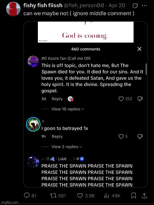 Fun fact: some messed up mf made a legit cult for the spawn which actually encouraged people to sacrifice their friends | made w/ Imgflip meme maker