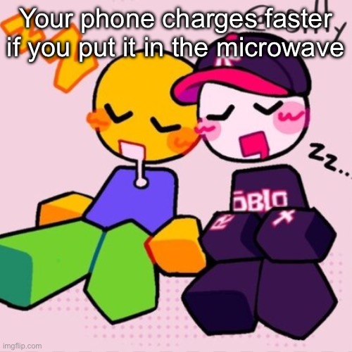 Gayass noob temp | Your phone charges faster if you put it in the microwave | image tagged in guest noob i think | made w/ Imgflip meme maker