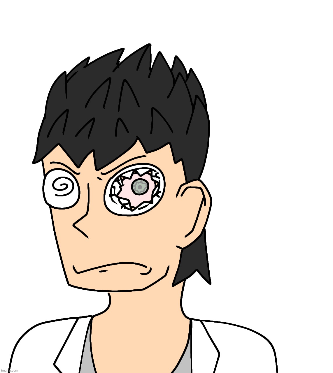Friendly reminder professor helix's spiral eye designs are actually glass "contacts" and he needs them to see | made w/ Imgflip meme maker