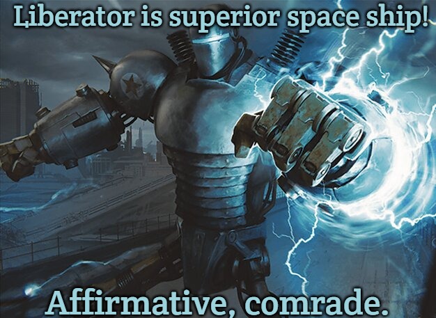 Slavic Liberty Prime | Liberator is superior space ship! Affirmative, comrade. | image tagged in slavic liberty prime,slavic lives matter,slavic blake's 7 | made w/ Imgflip meme maker
