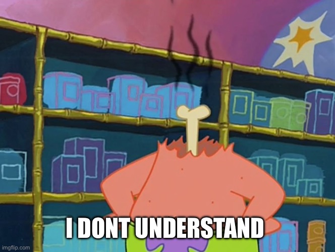 Patrick, I dont Understand | I DONT UNDERSTAND | image tagged in patrick i dont understand | made w/ Imgflip meme maker