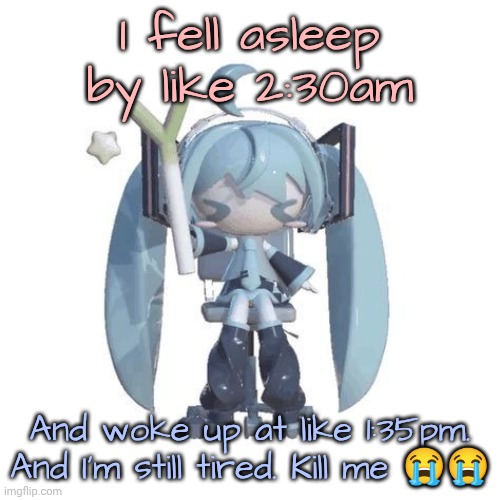 Aaaaaaa | I fell asleep by like 2:30am; And woke up at like 1:35pm. And I'm still tired. Kill me 😭😭 | image tagged in p | made w/ Imgflip meme maker
