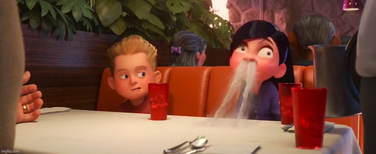 Violet spitting water out of nose | image tagged in violet spitting water out of nose | made w/ Imgflip meme maker