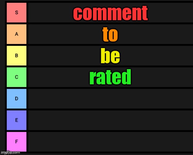 hjönk | comment; to; be; rated | image tagged in tier list | made w/ Imgflip meme maker
