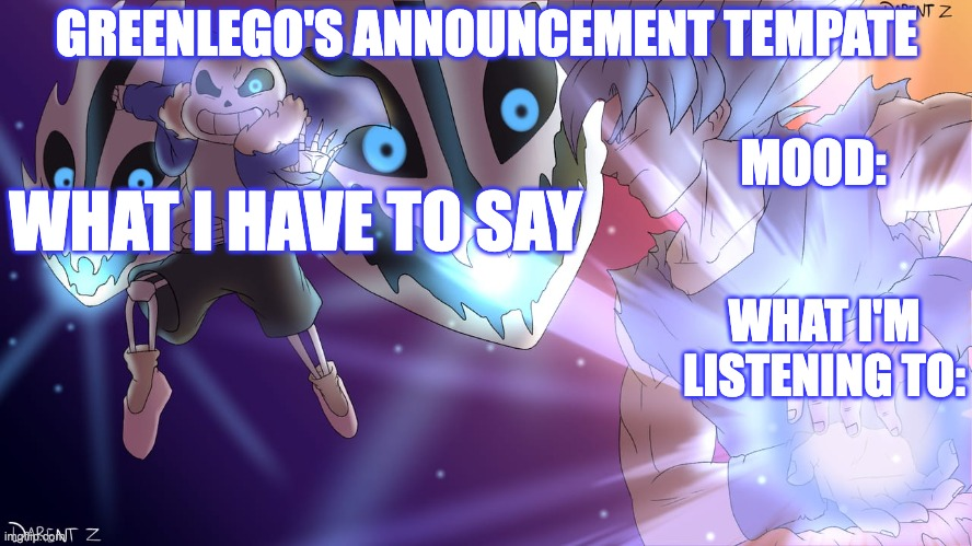 GreenLegoMonkey's 2nd Announcement Template Blank Meme Template