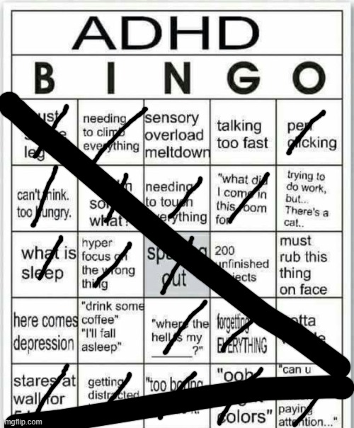 adhd bingo | image tagged in adhd bingo | made w/ Imgflip meme maker