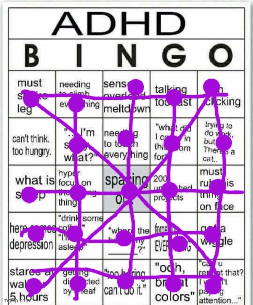 Gn | image tagged in adhd bingo | made w/ Imgflip meme maker