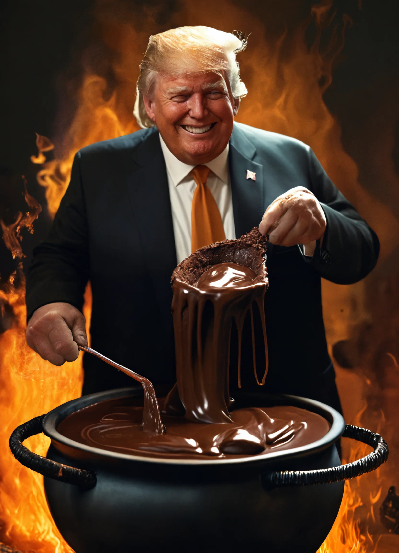 Trump brewing up a rich, hot, smoking, aromatic cauldron of Blank Meme Template