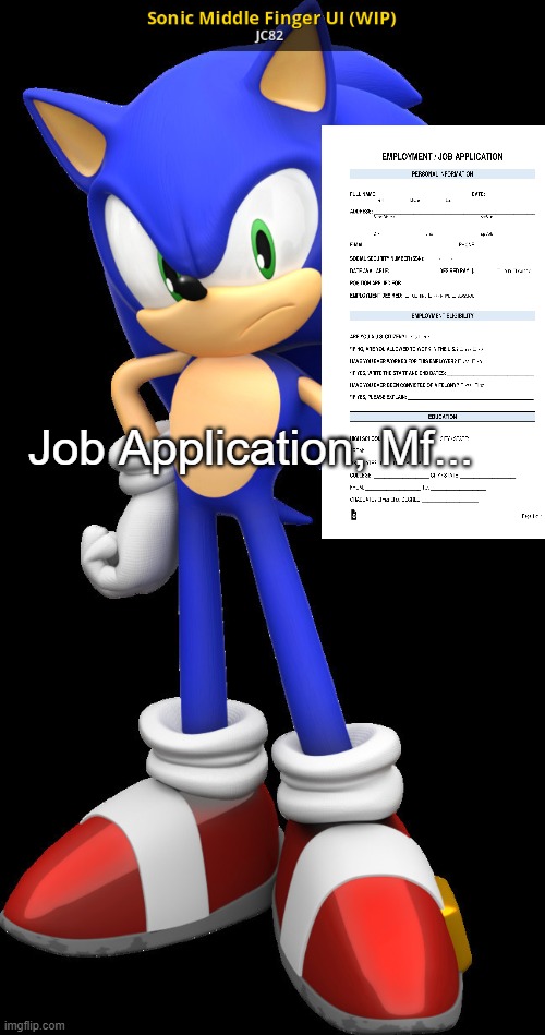 Job Application but Sonic | Job Application, Mf... | image tagged in sonic the hedgehog | made w/ Imgflip meme maker