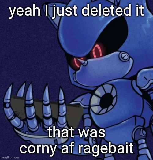 It was mid ngl | yeah I just deleted it; that was corny af ragebait | image tagged in metal sonic reaction | made w/ Imgflip meme maker