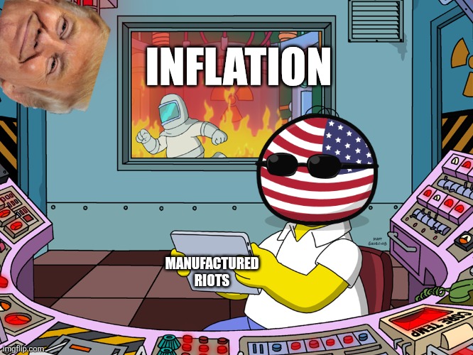 Distraction | INFLATION; MANUFACTURED RIOTS | image tagged in donald trump,riots,maga,inflation,nevertrump,trump sucks | made w/ Imgflip meme maker