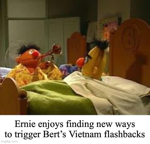 The trees speak Vietnamese | Ernie enjoys finding new ways to trigger Bert’s Vietnam flashbacks | image tagged in memes,funny,vietnam | made w/ Imgflip meme maker