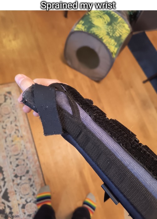 Image Title | Sprained my wrist | image tagged in image,tags | made w/ Imgflip meme maker