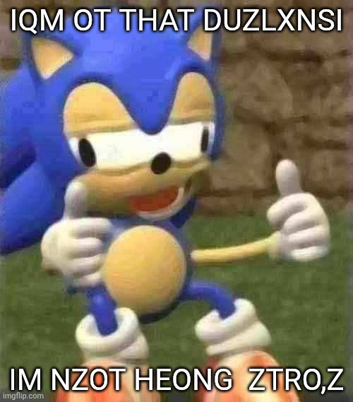 I, no gxka deumkz im cams | IQM OT THAT DUZLXNSI; IM NZOT HEONG  ZTRO,Z | image tagged in drunk sonic | made w/ Imgflip meme maker