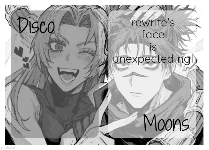 moons n disco's yuki & choso shared temp | rewrite's face is unexpected ngl | image tagged in moons n disco's yuki choso shared temp | made w/ Imgflip meme maker