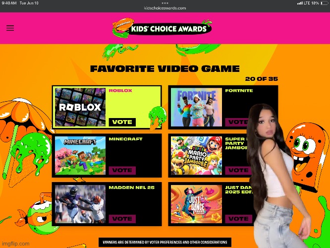 Guess What Jasmine Mir Voted for | image tagged in nickelodeon,girl,pretty girl,roblox,beautiful girl,youtube | made w/ Imgflip meme maker